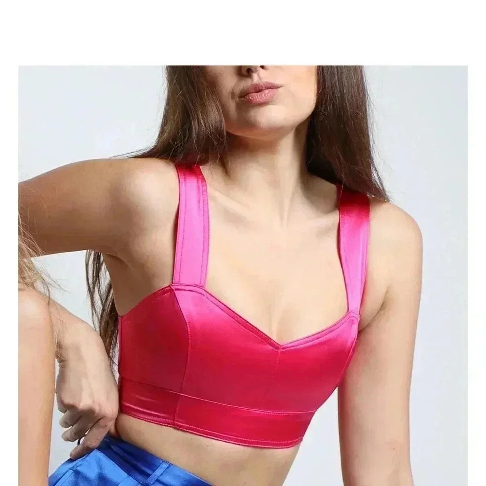 SYLC Hot Pink Satin Bralette Size Large